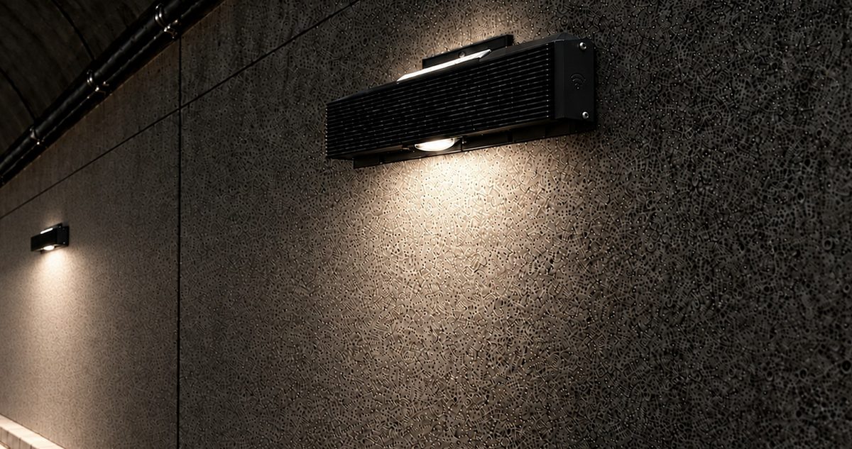 MTLx OG tunnel fixture lighting a tunnel wall